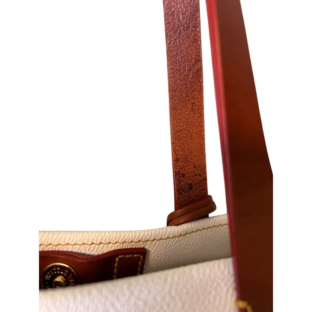 Dooney & Bourke White and Brown Leather Tote - Picture 8 of 16